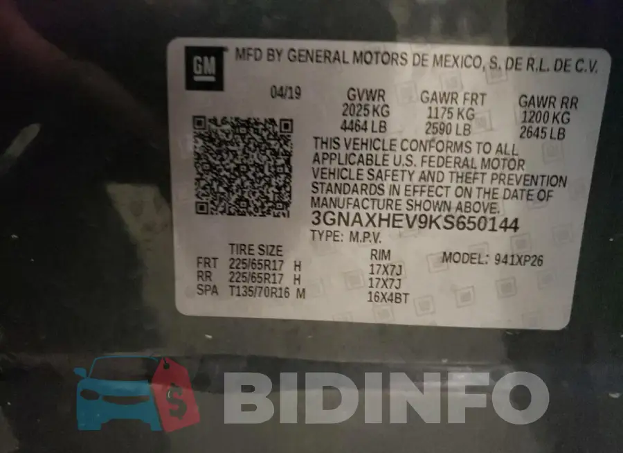 3GNAXHEV9KS650144 Photo# 13