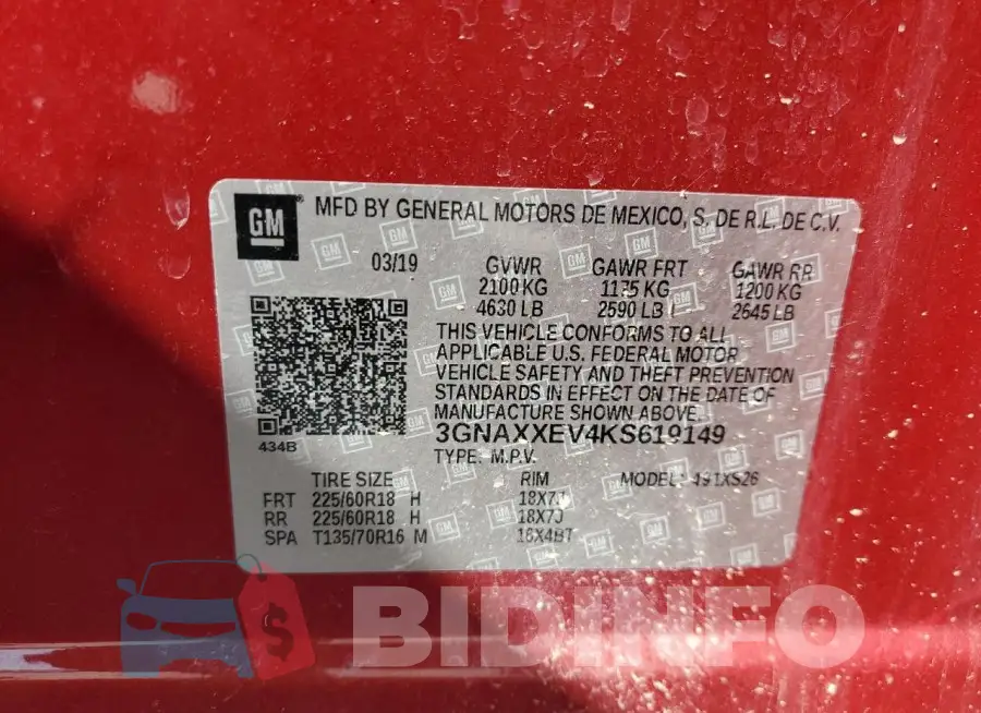 3GNAXXEV4KS619149 Photo# 14