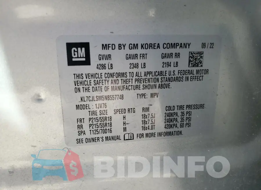 KL7CJLSM5NB557748 Photo# 14