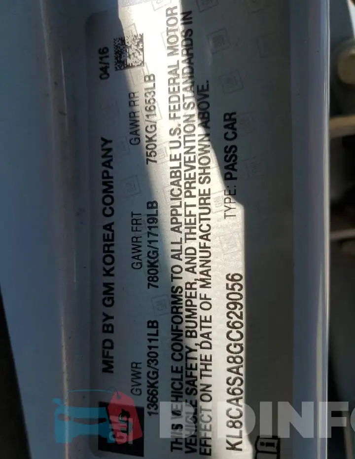 KL8CA6SA8GC629056 Photo# 12