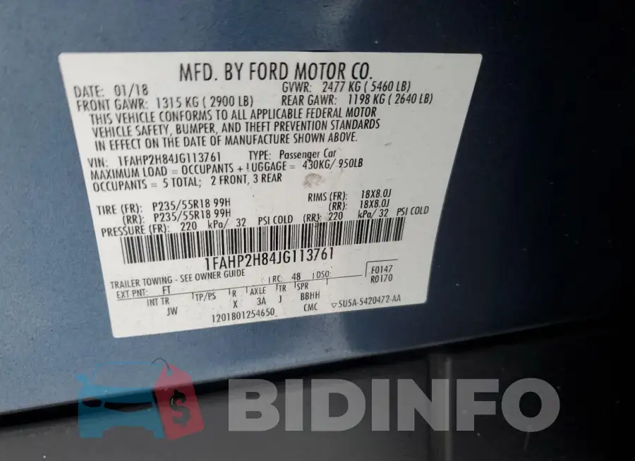 1FAHP2H84JG113761 Photo# 12