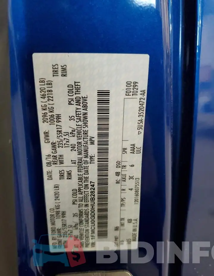 1FMCU0GD0HUB28247 Photo# 13