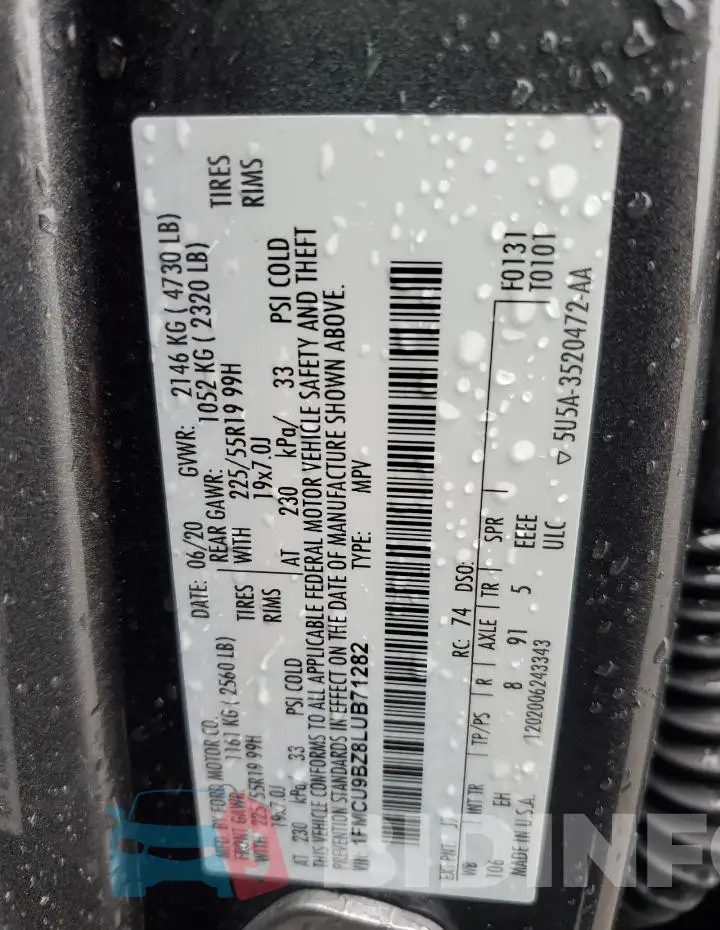 1FMCU9BZ8LUB71282 Photo# 13