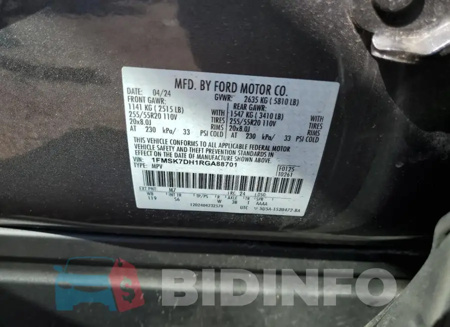 1FMSK7DH1RGA88701 Photo# 14
