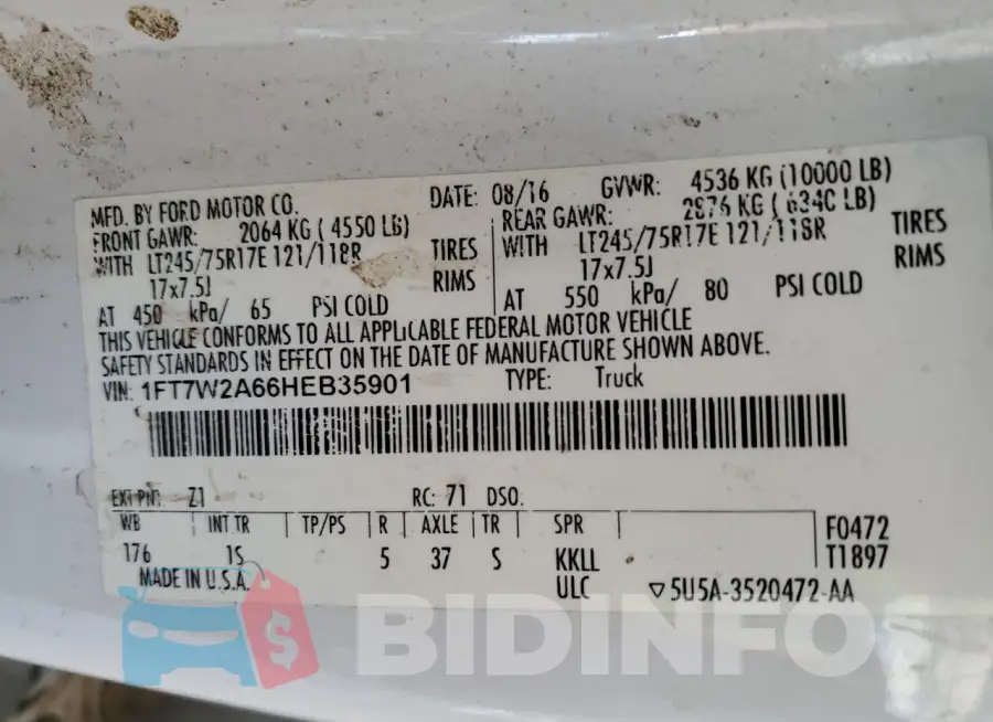1FT7W2A66HEB35901 Photo# 12