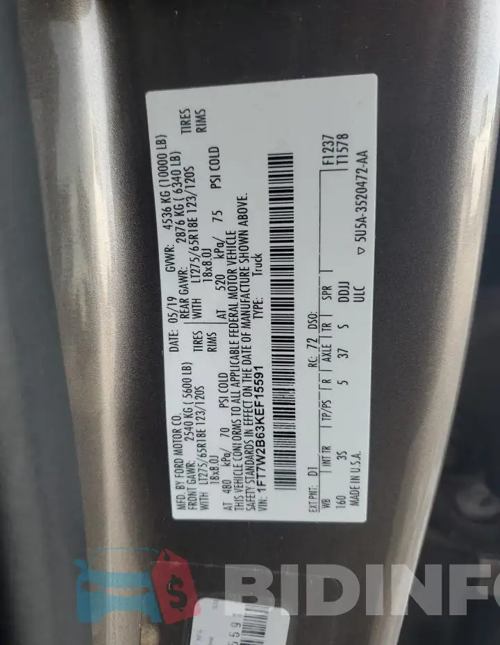 1FT7W2B63KEF15591 Photo# 12