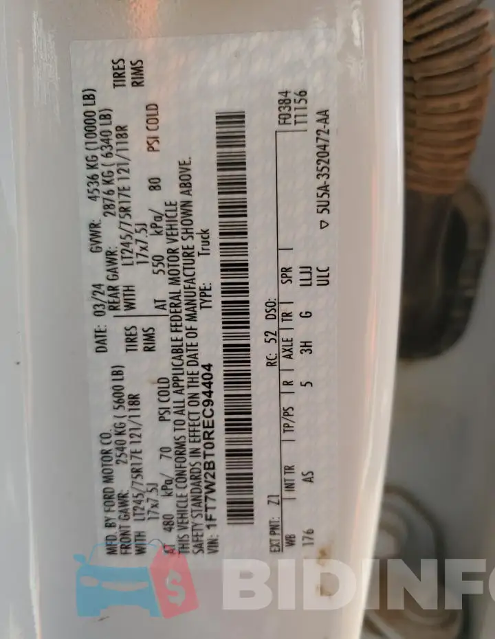1FT7W2BT0REC94404 Photo# 12