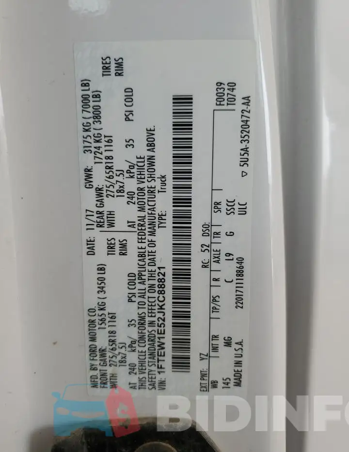 1FTEW1E52JKC88821 Photo# 12