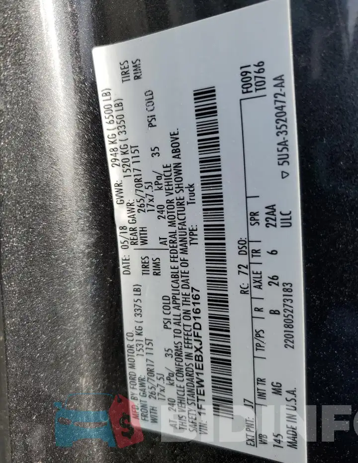 1FTEW1EBXJFD16167 Photo# 12