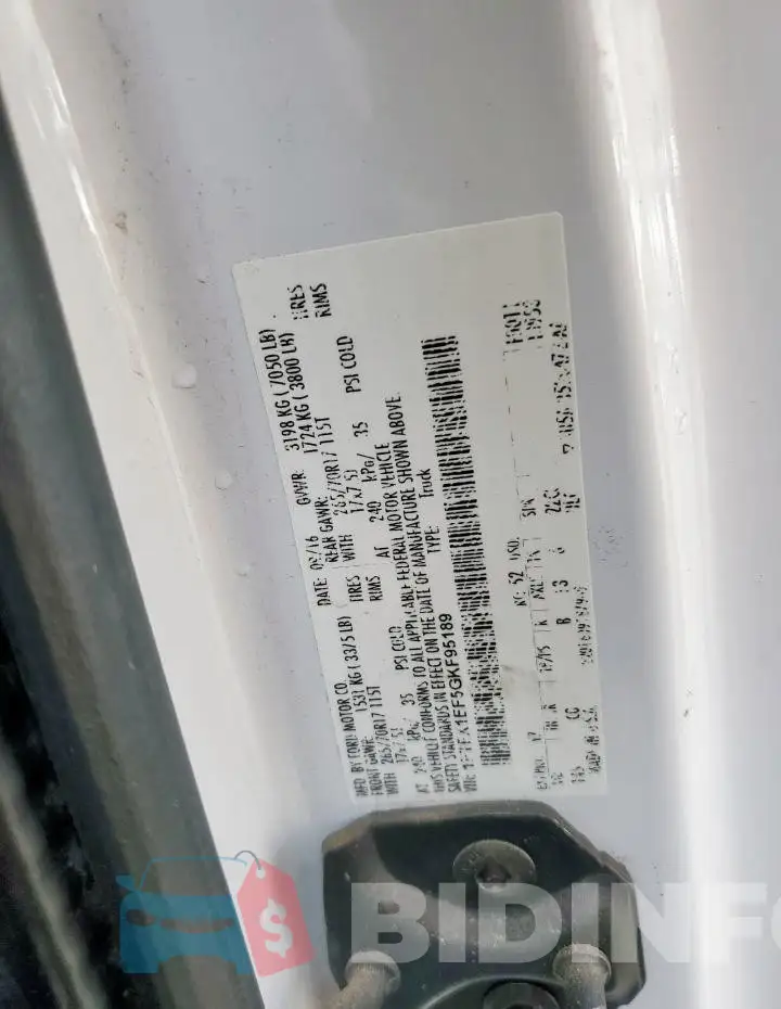 1FTFX1EF5GKF95189 Photo# 12