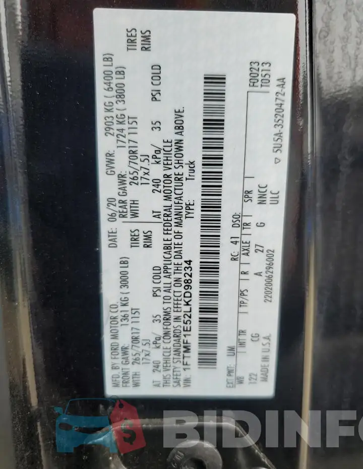 1FTMF1E52LKD98234 Photo# 12