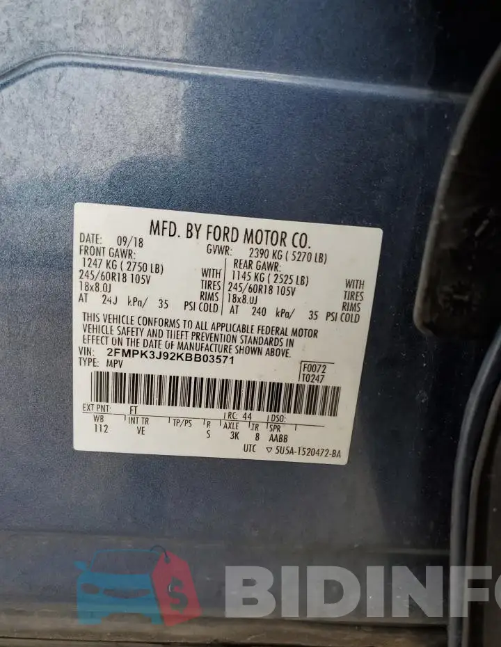 2FMPK3J92KBB03571 Photo# 13