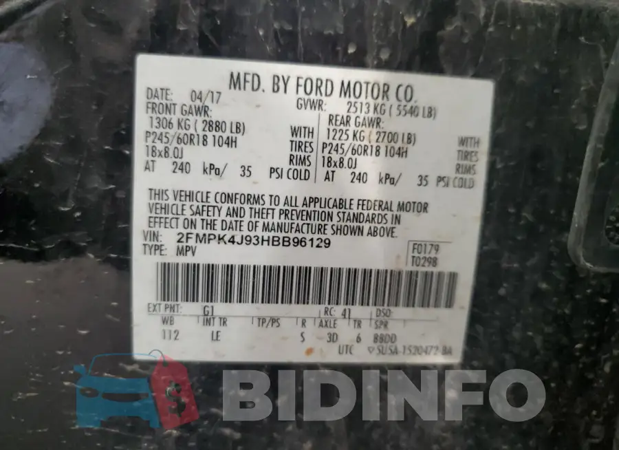 2FMPK4J93HBB96129 Photo# 13