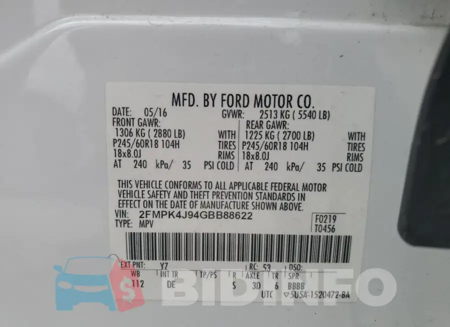 2FMPK4J94GBB88622 Photo# 13