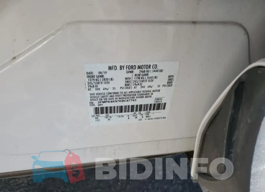 2FMPK4K97KBC67743 Photo# 13