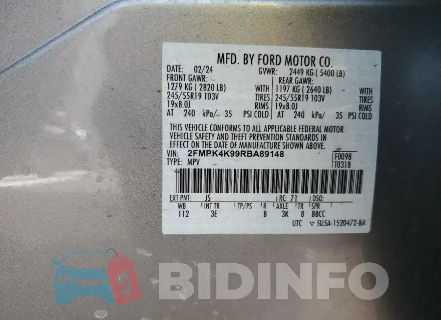 2FMPK4K99RBA89148 Photo# 14