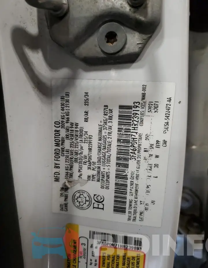 3FA6P0H71HR239193 Photo# 12