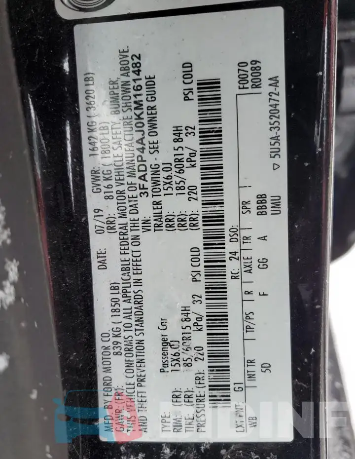 3FADP4AJ0KM161482 Photo# 12