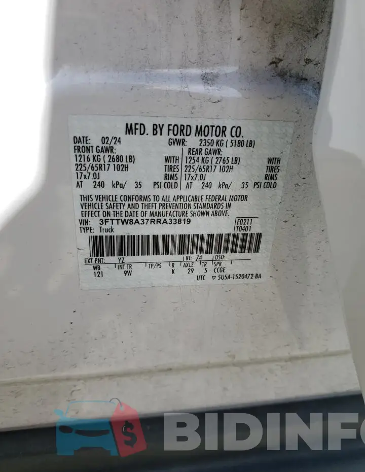 3FTTW8A37RRA33819 Photo# 13
