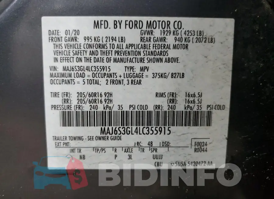 MAJ6S3GL4LC355915 Photo# 13