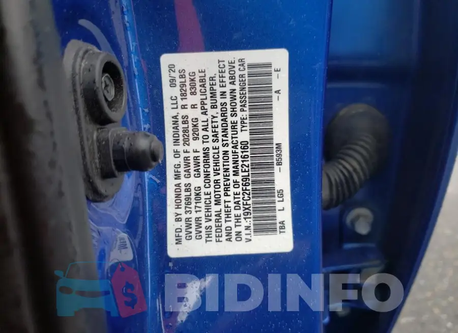 19XFC2F69LE216160 Photo# 12