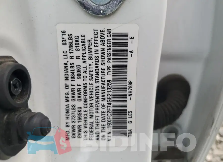 19XFC2F74GE213259 Photo# 12