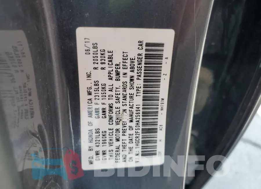 1HGCR2F50HA256941 Photo# 13