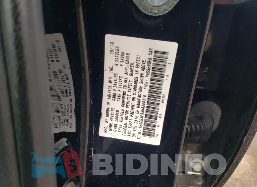 1HGCR3F98HA008316 Photo# 12