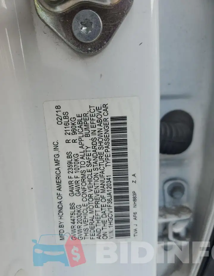 1HGCV1F36JA120341 Photo# 13