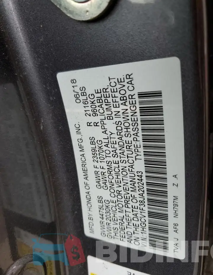 1HGCV1F38JA202443 Photo# 13