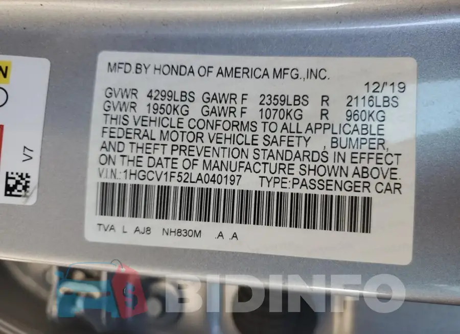 1HGCV1F52LA040197 Photo# 12
