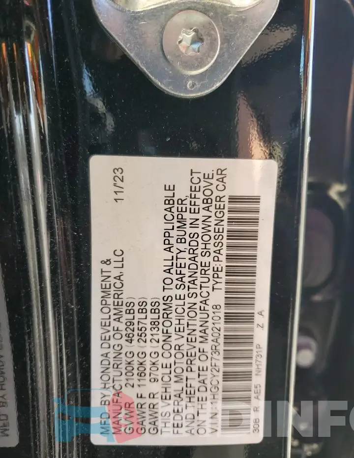 1HGCY2F73RA021018 Photo# 12