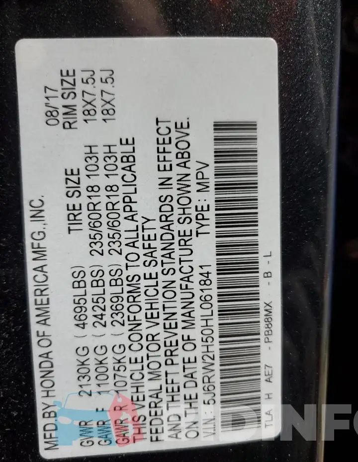 5J6RW2H50HL061841 Photo# 14