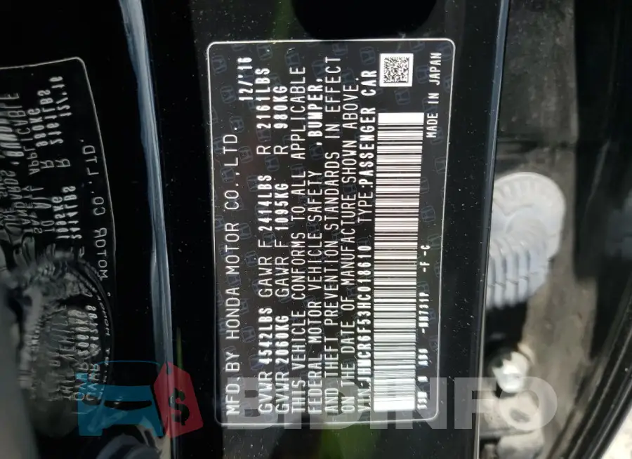 JHMCR6F53HC018610 Photo# 13