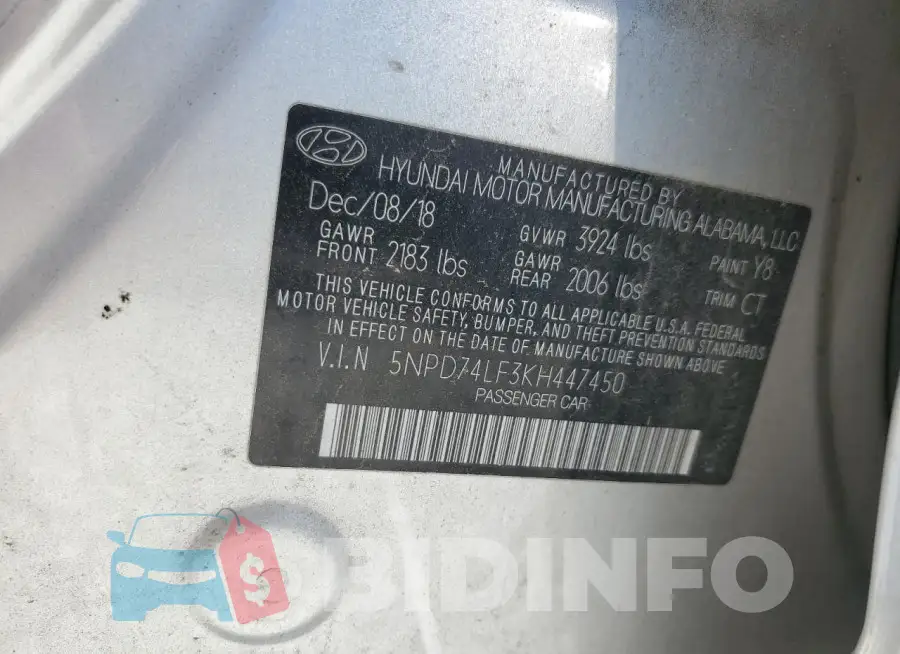 5NPD74LF3KH447450 Photo# 13