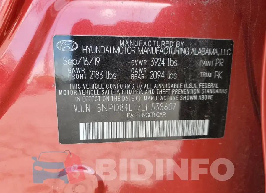5NPD84LF7LH538607 Photo# 12