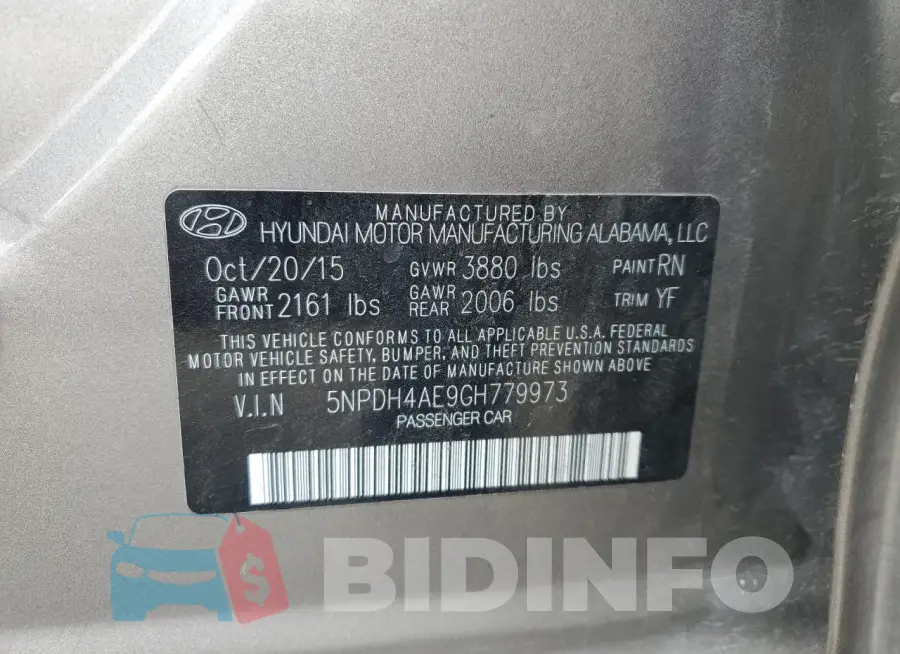5NPDH4AE9GH779973 Photo# 12