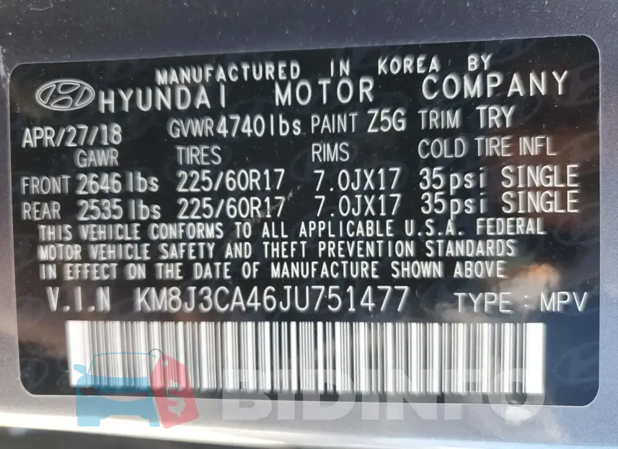 KM8J3CA46JU751477 Photo# 13