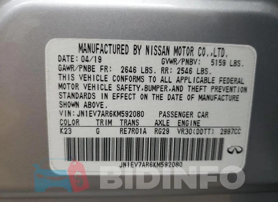 JN1EV7AR6KM592080 Photo# 12