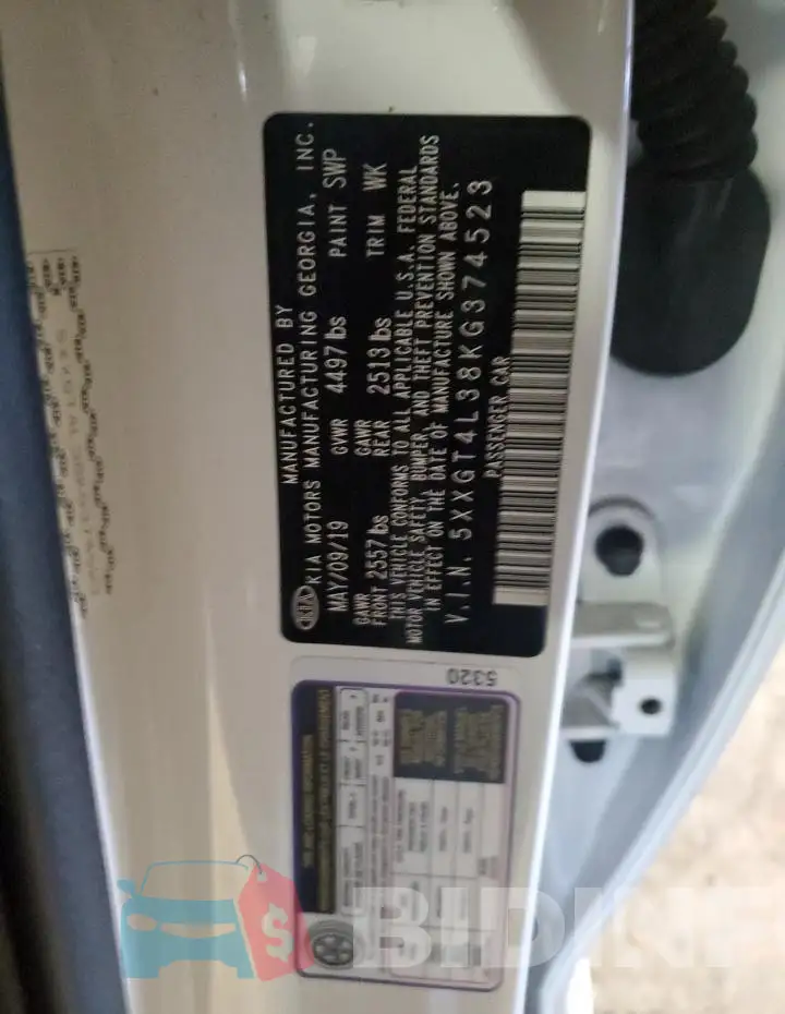 5XXGT4L38KG374523 Photo# 12