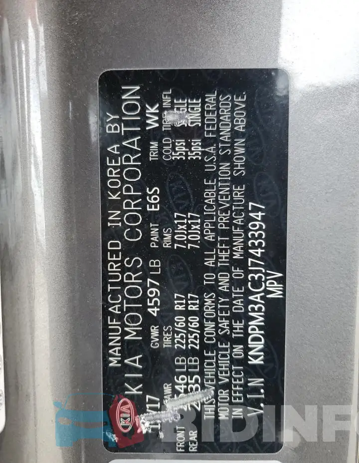 KNDPM3AC3J7433947 Photo# 13