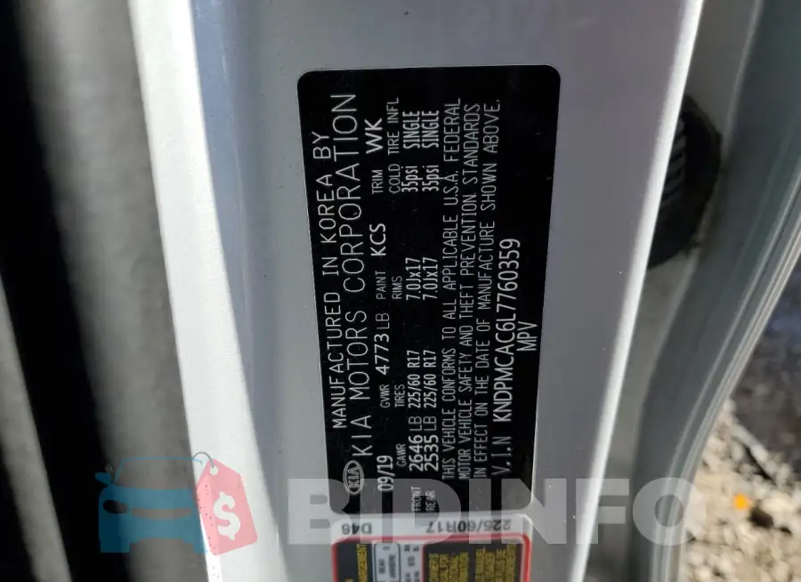 KNDPMCAC6L7760359 Photo# 13