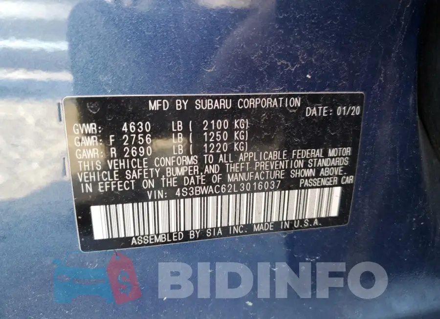 4S3BWAC62L3016037 Photo# 12