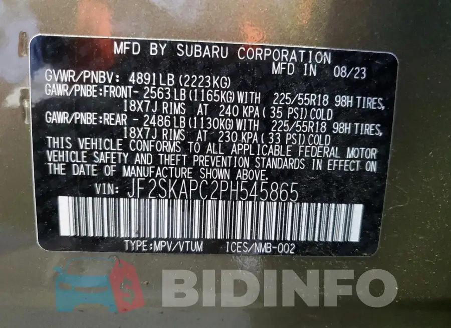 JF2SKAPC2PH545865 Photo# 14