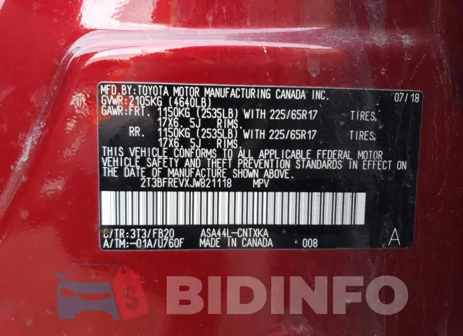 2T3BFREVXJW821118 Photo# 13