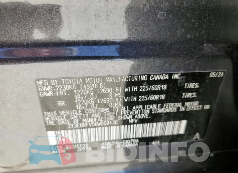 2T3E6RFV5RW068430 Photo# 14