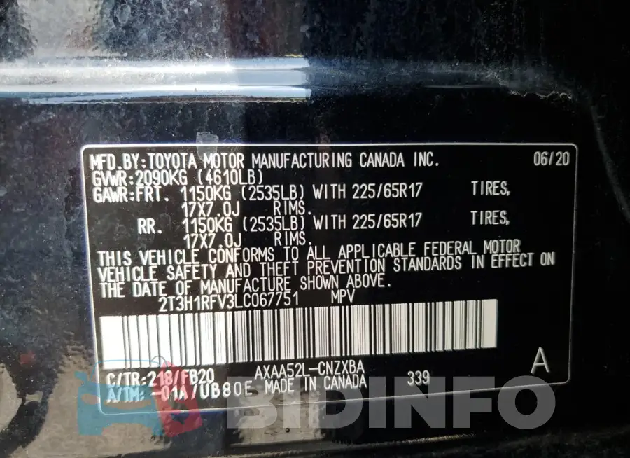 2T3H1RFV3LC067751 Photo# 13