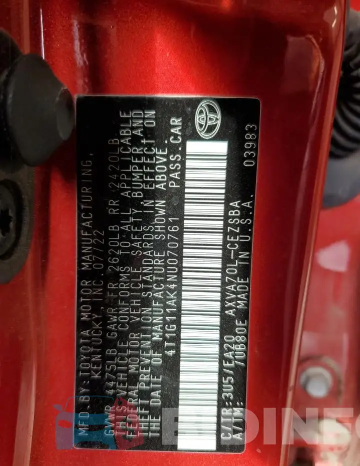4T1G11AK4NU070761 Photo# 12