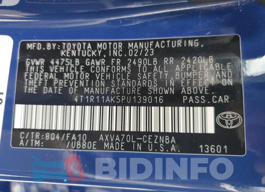 4T1R11AK5PU139016 Photo# 12