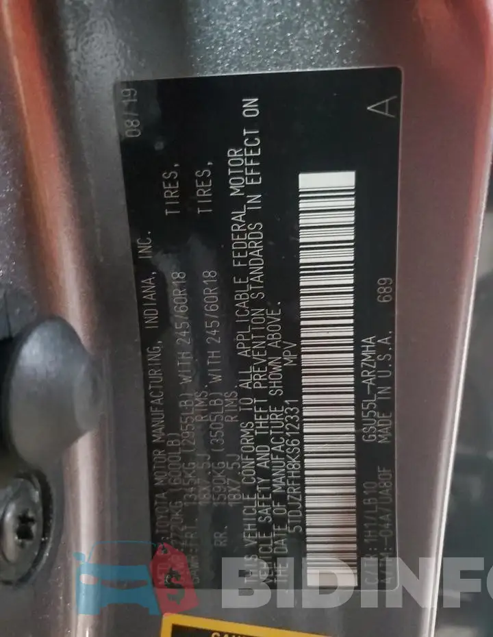 5TDJZRFH8KS612331 Photo# 14